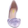 imageFSJ Women Low Kitten Heels Pointed Toe Slip on Pumps DOrsay Pleated Satin Evening Party Dress Office Shoes Size 415 USLavender