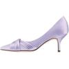 imageFSJ Women Low Kitten Heels Pointed Toe Slip on Pumps DOrsay Pleated Satin Evening Party Dress Office Shoes Size 415 USLavender
