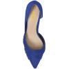 imageFSJ Women Low Kitten Heels Pointed Toe Slip on Pumps DOrsay Pleated Satin Evening Party Dress Office Shoes Size 415 USNavy