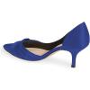 imageFSJ Women Low Kitten Heels Pointed Toe Slip on Pumps DOrsay Pleated Satin Evening Party Dress Office Shoes Size 415 USNavy