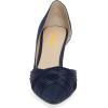 imageFSJ Women Low Kitten Heels Pointed Toe Slip on Pumps DOrsay Pleated Satin Evening Party Dress Office Shoes Size 415 USNavy Blue
