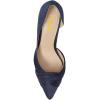 imageFSJ Women Low Kitten Heels Pointed Toe Slip on Pumps DOrsay Pleated Satin Evening Party Dress Office Shoes Size 415 USNavy Blue