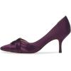imageFSJ Women Low Kitten Heels Pointed Toe Slip on Pumps DOrsay Pleated Satin Evening Party Dress Office Shoes Size 415 USPurple