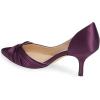 imageFSJ Women Low Kitten Heels Pointed Toe Slip on Pumps DOrsay Pleated Satin Evening Party Dress Office Shoes Size 415 USPurple