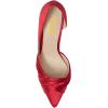 imageFSJ Women Low Kitten Heels Pointed Toe Slip on Pumps DOrsay Pleated Satin Evening Party Dress Office Shoes Size 415 USRed