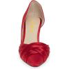 imageFSJ Women Low Kitten Heels Pointed Toe Slip on Pumps DOrsay Pleated Satin Evening Party Dress Office Shoes Size 415 USRed