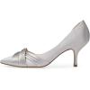 imageFSJ Women Low Kitten Heels Pointed Toe Slip on Pumps DOrsay Pleated Satin Evening Party Dress Office Shoes Size 415 USSilver
