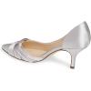 imageFSJ Women Low Kitten Heels Pointed Toe Slip on Pumps DOrsay Pleated Satin Evening Party Dress Office Shoes Size 415 USSilver
