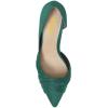 imageFSJ Women Low Kitten Heels Pointed Toe Slip on Pumps DOrsay Pleated Satin Evening Party Dress Office Shoes Size 415 USTeal