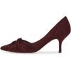 imageFSJ Women Low Kitten Heels Pointed Toe Slip on Pumps DOrsay Pleated Satin Evening Party Dress Office Shoes Size 415 USWinered