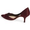 imageFSJ Women Low Kitten Heels Pointed Toe Slip on Pumps DOrsay Pleated Satin Evening Party Dress Office Shoes Size 415 USWinered