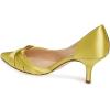 imageFSJ Women Low Kitten Heels Pointed Toe Slip on Pumps DOrsay Pleated Satin Evening Party Dress Office Shoes Size 415 USYellow