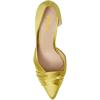 imageFSJ Women Low Kitten Heels Pointed Toe Slip on Pumps DOrsay Pleated Satin Evening Party Dress Office Shoes Size 415 USYellow