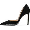 imageFSJ Women Sexy High Heels Slide Pumps Pointed Toe Studded Stiletto Party Evening Dress Shoes Size 415 USBlack Suede