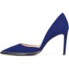 imageFSJ Women Sexy High Heels Slide Pumps Pointed Toe Studded Stiletto Party Evening Dress Shoes Size 415 USBlue Suede