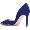 imageFSJ Women Sexy High Heels Slide Pumps Pointed Toe Studded Stiletto Party Evening Dress Shoes Size 415 USBlue Suede