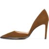 imageFSJ Women Sexy High Heels Slide Pumps Pointed Toe Studded Stiletto Party Evening Dress Shoes Size 415 USBrown Suede