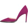imageFSJ Women Sexy High Heels Slide Pumps Pointed Toe Studded Stiletto Party Evening Dress Shoes Size 415 USDeep Pink