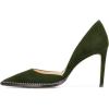 imageFSJ Women Sexy High Heels Slide Pumps Pointed Toe Studded Stiletto Party Evening Dress Shoes Size 415 USGreen Suede