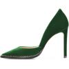 imageFSJ Women Sexy High Heels Slide Pumps Pointed Toe Studded Stiletto Party Evening Dress Shoes Size 415 USGreen Velvet