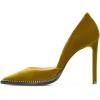 imageFSJ Women Sexy High Heels Slide Pumps Pointed Toe Studded Stiletto Party Evening Dress Shoes Size 415 USLight Olive