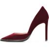 imageFSJ Women Sexy High Heels Slide Pumps Pointed Toe Studded Stiletto Party Evening Dress Shoes Size 415 USWine Red