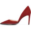 imageFSJ Women Sexy High Heels Slide Pumps Pointed Toe Studded Stiletto Party Evening Dress Shoes Size 415 USWine Suede