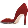 imageFSJ Women Sexy High Heels Slide Pumps Pointed Toe Studded Stiletto Party Evening Dress Shoes Size 415 USWine Suede