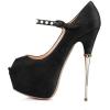 imageFSJ Women Sexy Peep Toe Sky High Heels Platform Pumps Ankle Straps Marry Jane Shoes with Metal Stilettos Size 415 USBlack