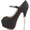 imageFSJ Women Sexy Peep Toe Sky High Heels Platform Pumps Ankle Straps Marry Jane Shoes with Metal Stilettos Size 415 USBlack Pu
