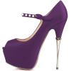 imageFSJ Women Sexy Peep Toe Sky High Heels Platform Pumps Ankle Straps Marry Jane Shoes with Metal Stilettos Size 415 USDark Purple