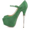 imageFSJ Women Sexy Peep Toe Sky High Heels Platform Pumps Ankle Straps Marry Jane Shoes with Metal Stilettos Size 415 USGreen