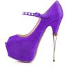 imageFSJ Women Sexy Peep Toe Sky High Heels Platform Pumps Ankle Straps Marry Jane Shoes with Metal Stilettos Size 415 USPurple