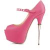 imageFSJ Women Sexy Peep Toe Sky High Heels Platform Pumps Ankle Straps Marry Jane Shoes with Metal Stilettos Size 415 USRosy