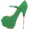 imageFSJ Women Sexy Peep Toe Sky High Heels Platform Pumps Ankle Straps Marry Jane Shoes with Metal Stilettos Size 415 USSeagreen