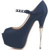imageFSJ Women Sexy Peep Toe Sky High Heels Platform Pumps Ankle Straps Marry Jane Shoes with Metal Stilettos Size 415 USSteelblue