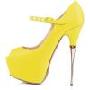 imageFSJ Women Sexy Peep Toe Sky High Heels Platform Pumps Ankle Straps Marry Jane Shoes with Metal Stilettos Size 415 USYellow