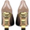 imageFSJ Women Stylish Metallic Gold Chain High Heel Pumps Pointed Toe Slip On Patent Leather Office Lady Party Shoes Size 416 USBlack Nude