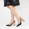 imageFSJ Women Stylish Metallic Gold Chain High Heel Pumps Pointed Toe Slip On Patent Leather Office Lady Party Shoes Size 416 USBlack Nude