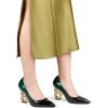 imageFSJ Women Stylish Metallic Gold Chain High Heel Pumps Pointed Toe Slip On Patent Leather Office Lady Party Shoes Size 416 USBlackGreen
