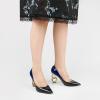 imageFSJ Women Stylish Metallic Gold Chain High Heel Pumps Pointed Toe Slip On Patent Leather Office Lady Party Shoes Size 416 USBlue Black