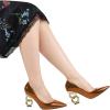 imageFSJ Women Stylish Metallic Gold Chain High Heel Pumps Pointed Toe Slip On Patent Leather Office Lady Party Shoes Size 416 USBrown