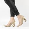imageFSJ Women Stylish Metallic Gold Chain High Heel Pumps Pointed Toe Slip On Patent Leather Office Lady Party Shoes Size 416 USNude Matte Leather