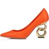 imageFSJ Women Stylish Metallic Gold Chain High Heel Pumps Pointed Toe Slip On Patent Leather Office Lady Party Shoes Size 416 USOrange Matte Leather