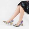 imageFSJ Women Stylish Metallic Gold Chain High Heel Pumps Pointed Toe Slip On Patent Leather Office Lady Party Shoes Size 416 USPaint