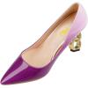 imageFSJ Women Stylish Metallic Gold Chain High Heel Pumps Pointed Toe Slip On Patent Leather Office Lady Party Shoes Size 416 USPurple Gradient