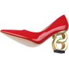 imageFSJ Women Stylish Metallic Gold Chain High Heel Pumps Pointed Toe Slip On Patent Leather Office Lady Party Shoes Size 416 USRed