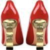 imageFSJ Women Stylish Metallic Gold Chain High Heel Pumps Pointed Toe Slip On Patent Leather Office Lady Party Shoes Size 416 USRed
