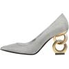 imageFSJ Women Stylish Metallic Gold Chain High Heel Pumps Pointed Toe Slip On Patent Leather Office Lady Party Shoes Size 416 USSilver Glitter