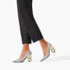 imageFSJ Women Stylish Metallic Gold Chain High Heel Pumps Pointed Toe Slip On Patent Leather Office Lady Party Shoes Size 416 USSilver Glitter
